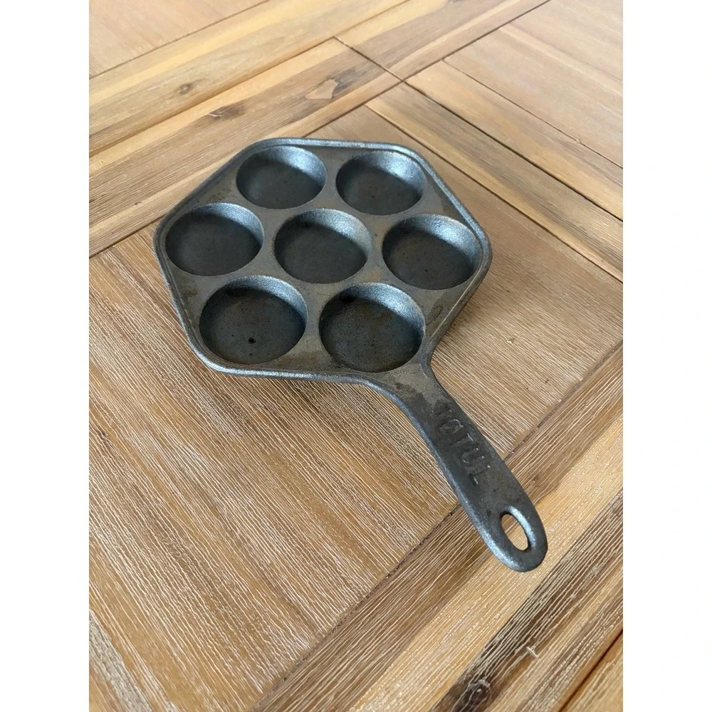 Vintage Jøtul Cast Iron Aebleskiver Danish Pancake Pan Egg Poacher Made Norway